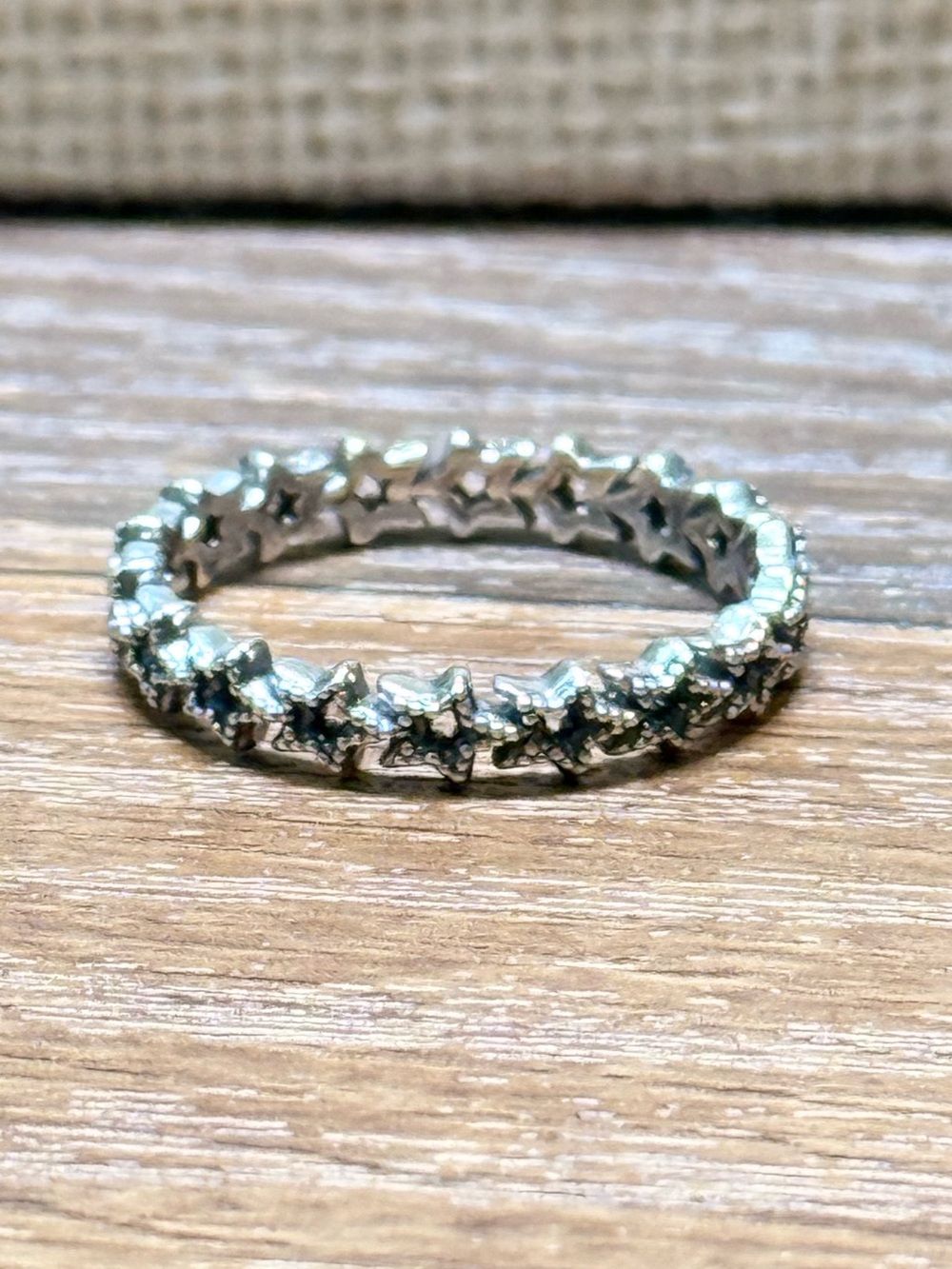 Pandora Sterling Silver Band of Asymmetric Stars Ring size 6